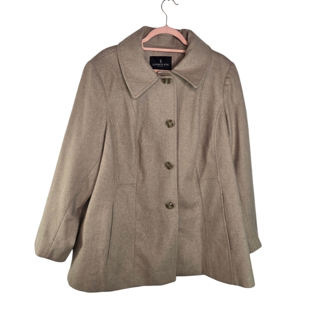 London Fog sand wool womens pea coat plus 1x